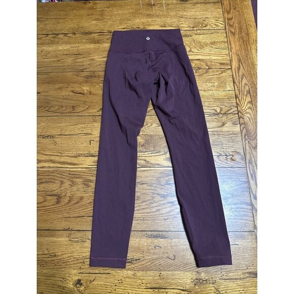 Lululemon Size 4 Wunder Train High Rise Tights 25" Burgundy LL95 - Picture 1 of 7